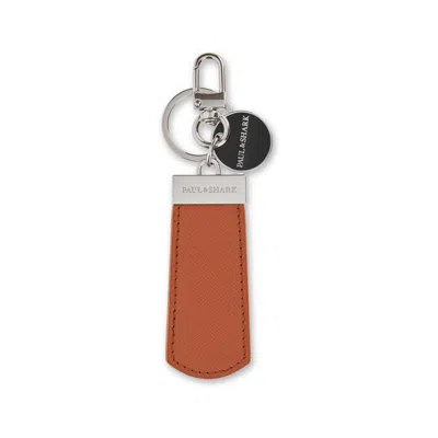Paul & Shark Saffiano Leather Keyring In Orange
