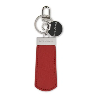 Paul & Shark Saffiano Leather Keyring In Red