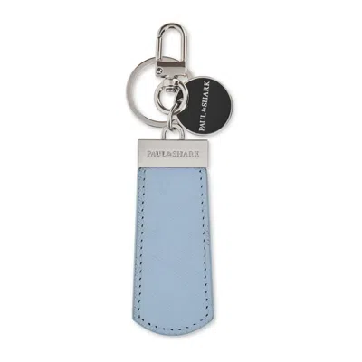 Paul & Shark Saffiano Leather Keyring In Skyway
