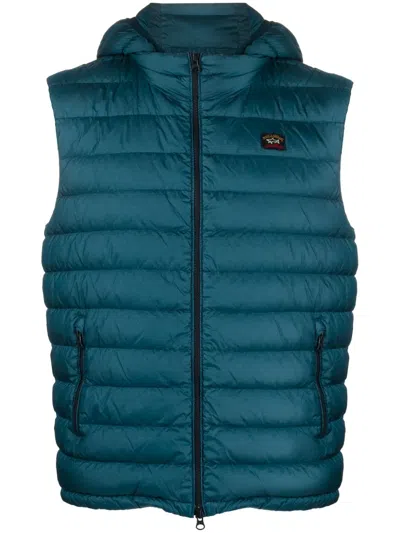 Paul & Shark Save The Sea Detachable-hood Padded Gilet In Blue