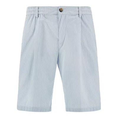 Paul & Shark Seersucker Bermuda Shorts In Blue