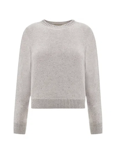 Paul & Shark Sequin-embellished Crew-neck Sweater In Gray