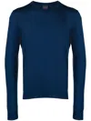 Paul & Shark Shark-embroidered Fine-knit Jumper In Blue