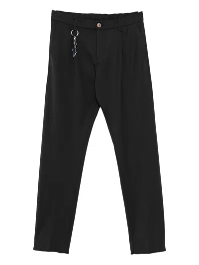 Paul & Shark Shark-keychain Pleated Trousers In Black