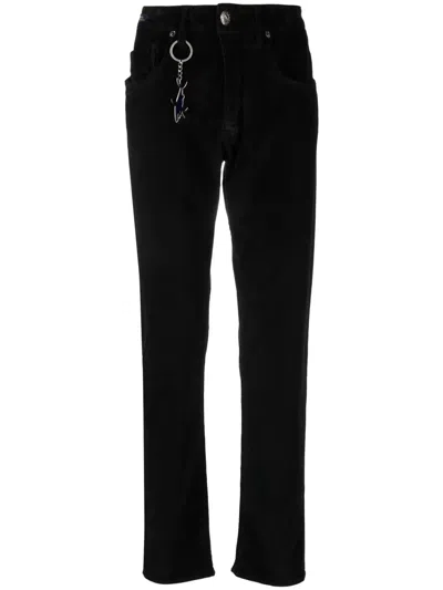 Paul & Shark Logo-charm Corduroy Straight-leg Trousers In Black