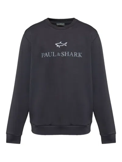 Paul & Shark Shark-logo Cotton Sweatshirt In Blue