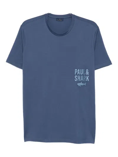 Paul & Shark Shark-logo Cotton T-shirt In Blue