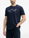 Paul & Shark T-shirt In Jersey Di Cotone Con Stampa Shark Reflective In Blue