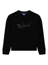 Paul & Shark Cotton Fleece Sweatshirt With Shark Print In Black