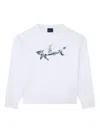 Paul & Shark Cotton Fleece Sweatshirt With Shark Print In White