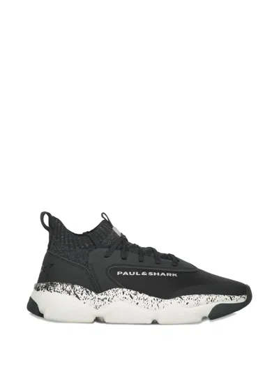 Paul & Shark Shark-print Sneakers In Black