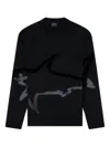 Paul & Shark Shark-print Sweatshirt In Black