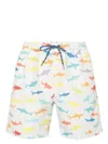Paul & Shark Shark-print Swim Shorts In 白色
