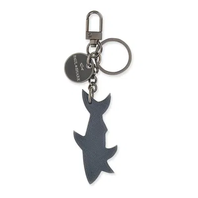 Paul & Shark Shark Saffiano Leather Keyring In Dama Blue