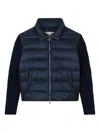 Paul & Shark Shiny Hybrid Down Cable-knit Jacket In Blue