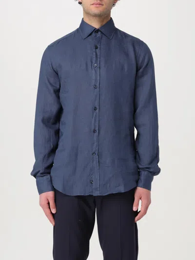 Paul & Shark Water Resistant Overshirt Collared Neck In Blue
