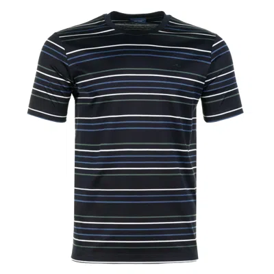 Paul & Shark Short Sleeve Aqua Touch Cotton Striped  T Shirt Navy In Black