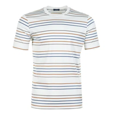 Paul & Shark Short Sleeve Aqua Touch Cotton Striped  T Shirt White In Multi