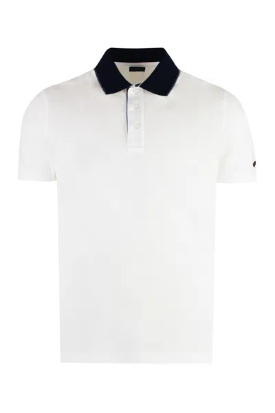 Paul & Shark Short Sleeve Cotton Polo Shirt In White