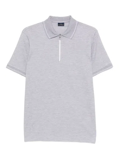 Paul & Shark Short-sleeve Half-zip Polo Shirt In Gray