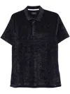 Paul & Shark Collared Velvet Short Sleeve Polo In Black