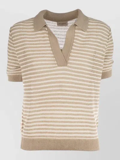 Paul & Shark Short Sleeve Striped Knit Top In Multi