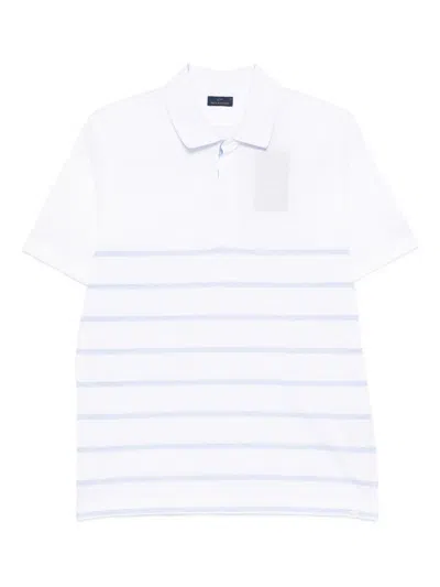 Paul & Shark Short-sleeve Striped Polo Shirt In White