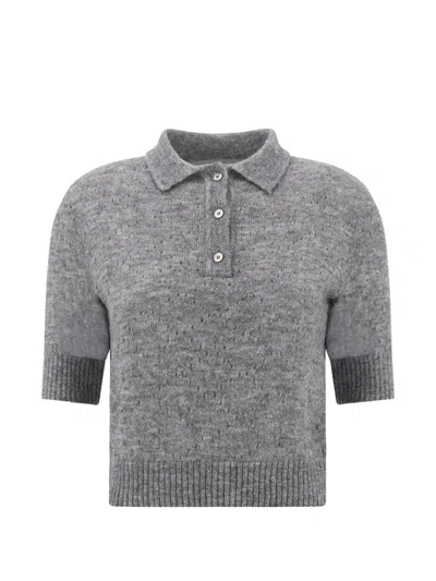 Paul & Shark Short-sleeve Knit Polo Shirt In Gray