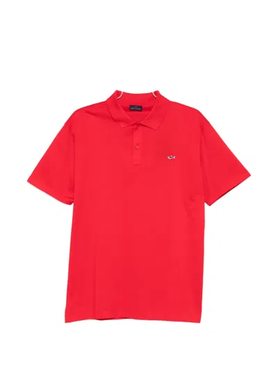 Paul & Shark Short-sleeve Logo-detail Polo Shirt In Red