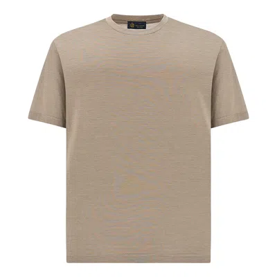 Paul & Shark Silk And Cotton T-shirt With Micro Stripe Pattern In Gray