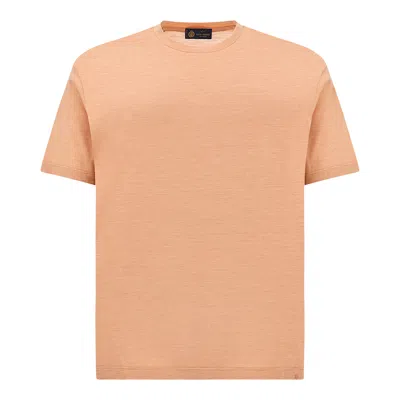Paul & Shark Silk And Cotton T-shirt With Micro Stripe Pattern In Orange
