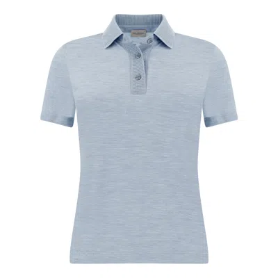 Paul & Shark Silk And Cotton V-neck Polo Shirt In Blue