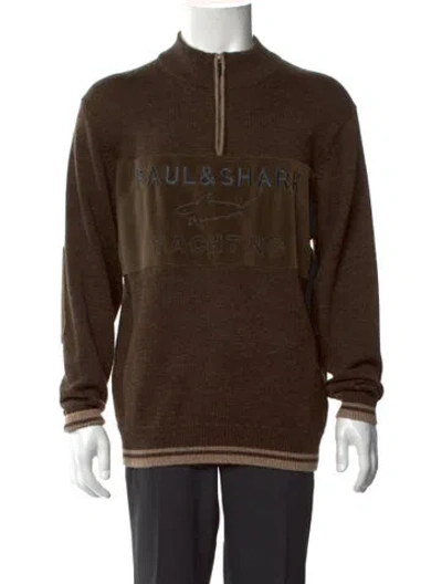 Pre-owned Paul & Shark Silk Graphic Print Pullover In Brown