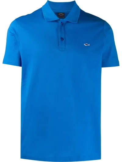 Paul & Shark Short-sleeved Cotton Polo Shirt For Casual Style In Blue