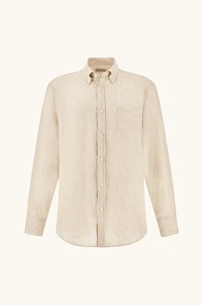 Paul & Shark Soffio Linen Shirt In Neutral