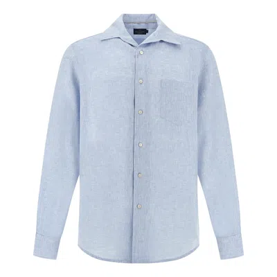 Paul & Shark Soffio Linen Shirt In Blue
