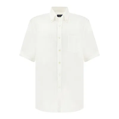 Paul & Shark Soffio Linen Shirt With Short Sleeves In White