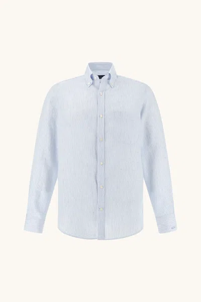 Paul & Shark Soffio Linen Shirt With Striped Pattern In Blue