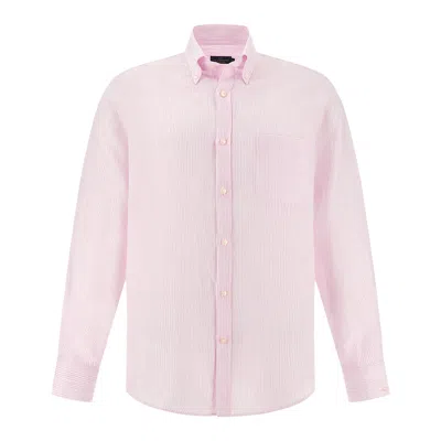 Paul & Shark Soffio Linen Shirt With Striped Pattern In Pink