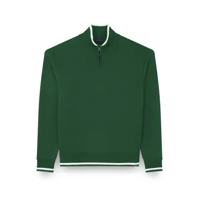 Paul & Shark Soft Cool Touch Wool Half Zip Sweater In Green