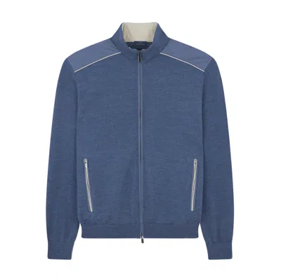 Paul & Shark Soft Cool Touch Wool Zip-up Sweater With Typhoon® Platinum Details In Blue