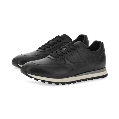 Paul & Shark Soleo Leather Sneakers In Black