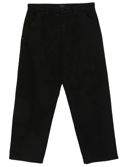 Paul & Shark Stresa Garment-dyed Cotton Bull Trousers In Black