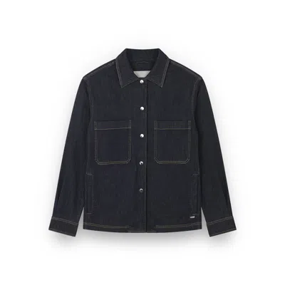 Paul & Shark Stretch Cotton Overshirt With Denim Effect In Blue