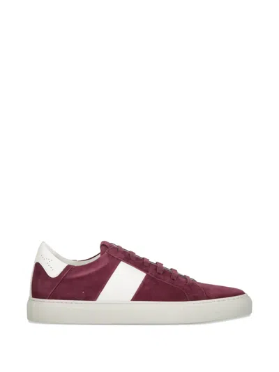 Paul & Shark Stripe Leather Sneakers In Red