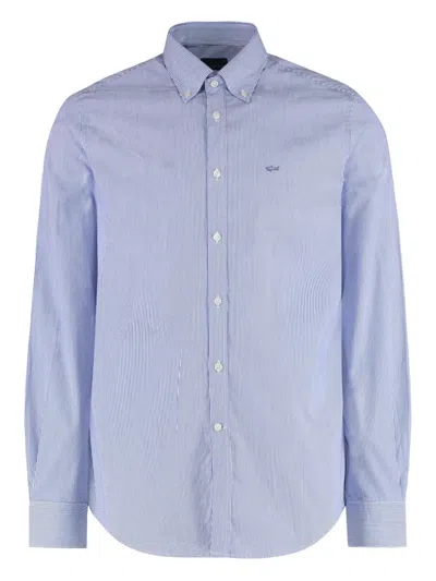 Paul & Shark Striped Button-down Cotton Shirt In Blue