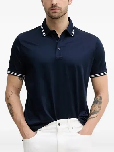 Paul & Shark Striped-collar Polo Shirt In Blue
