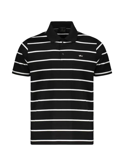 Paul & Shark Striped Cotton Polo Shirt In Black