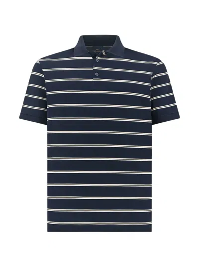 Paul & Shark Striped Cotton Polo Shirt In Blue