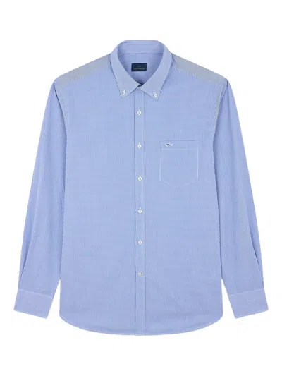 Paul & Shark Striped Cotton Poplin Shirt In Blue